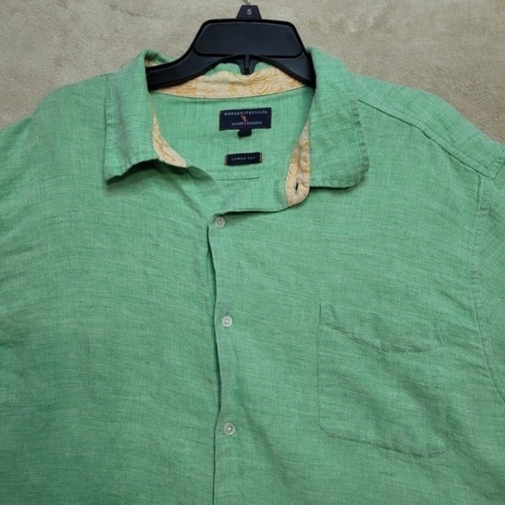 Margaritaville Island Reserve Linen Cotton Button Up Shirt Lemon Key  Beach